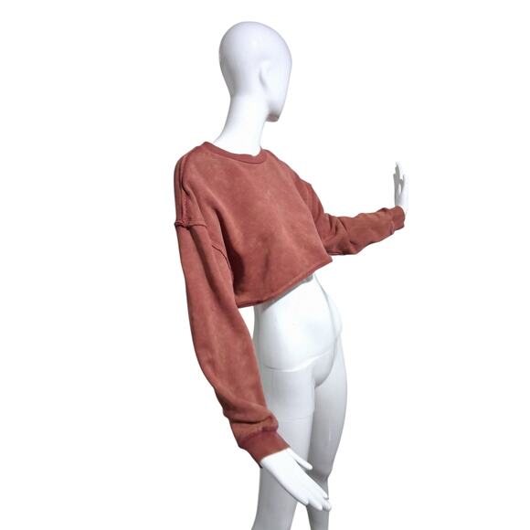 Alphalete Women's size S Chunky Terry Oversized Crop Grunge Pullover Sweatshirt - Picture 2 of 16